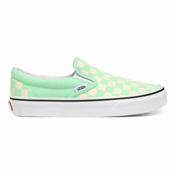 Női Vans Checkerboard Classic Slip-on Cipő VA7802136 Zöld Szürke/Fehér